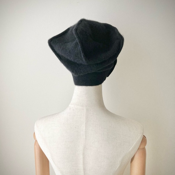 joodito origami crown 100% cashmere sweater hat winter beanie cloche beret black - Picture 4 of 9